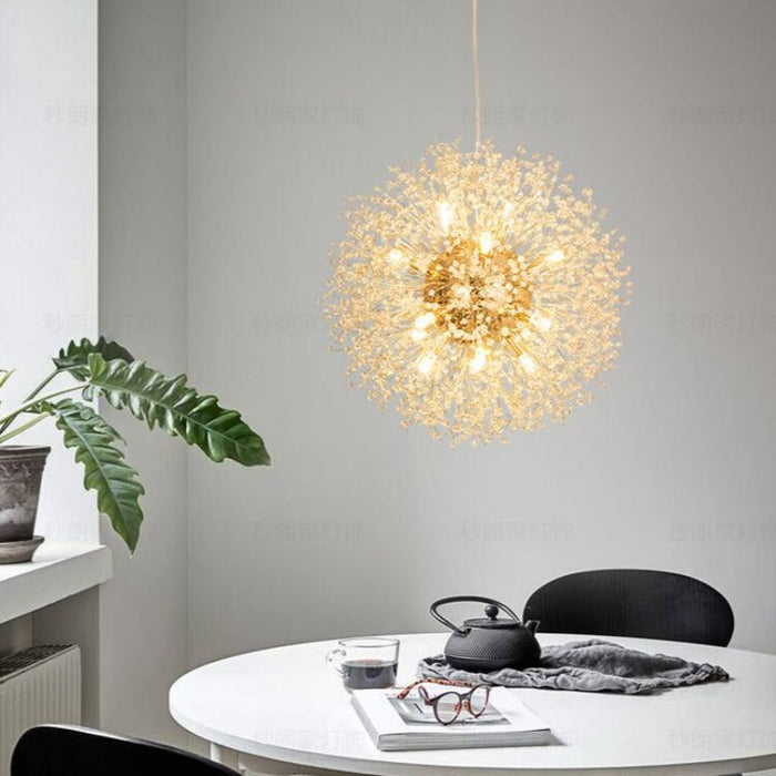 24" Crystal Dandelion Sphere Ceiling Light.