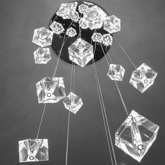 Modern Style Crystalline Cubes Chandelier.