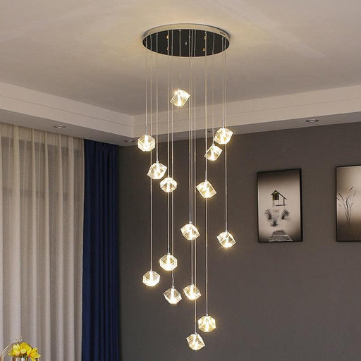 Modern Style Crystalline Cubes Chandelier.