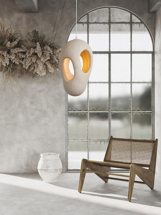 Hand-Built White Pendant Lamp.