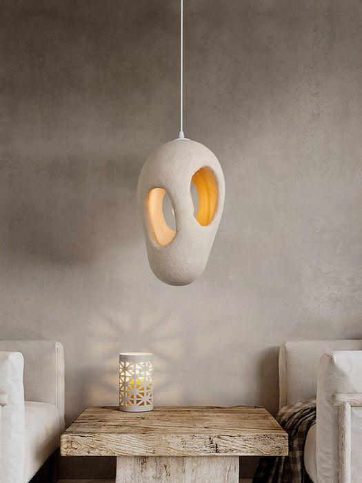 Hand-Built White Pendant Lamp.