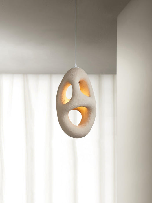 Hand-Built White Pendant Lamp.