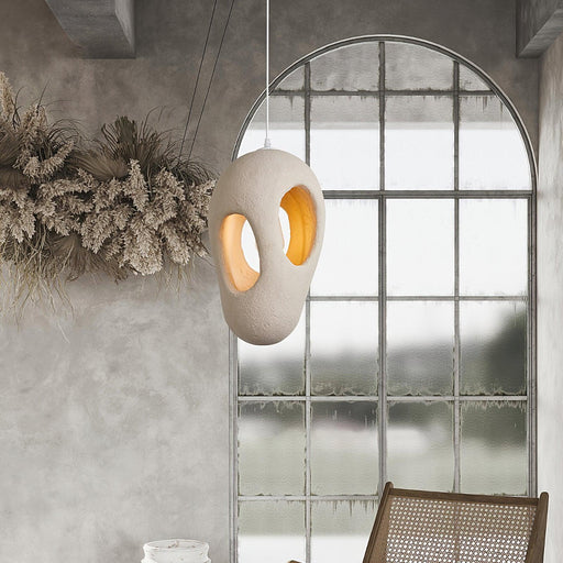 Hand-Built White Pendant Lamp.