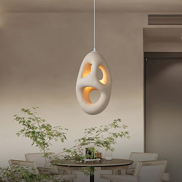 Hand-Built White Pendant Lamp.