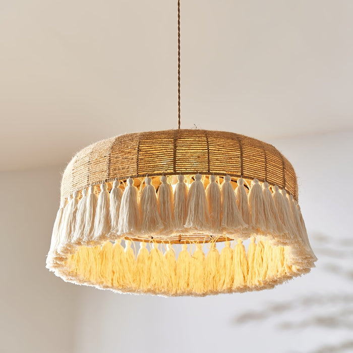 Handwoven Jute Pendant Light-DWHOME