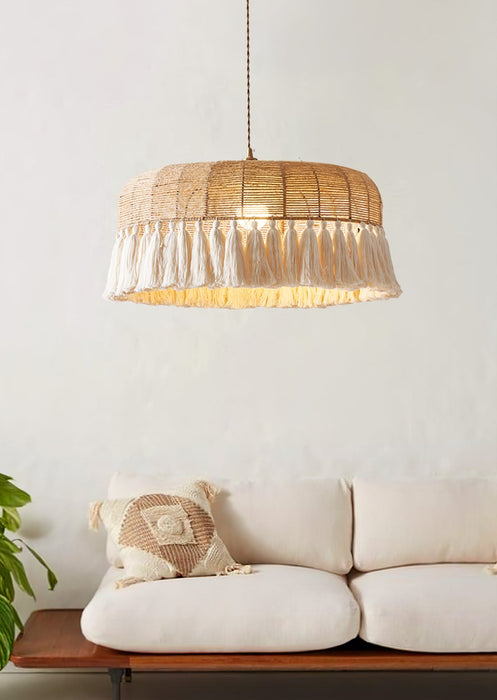 Handwoven Jute Pendant Light-DWHOME