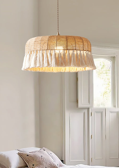 Handwoven Jute Pendant Light-DWHOME