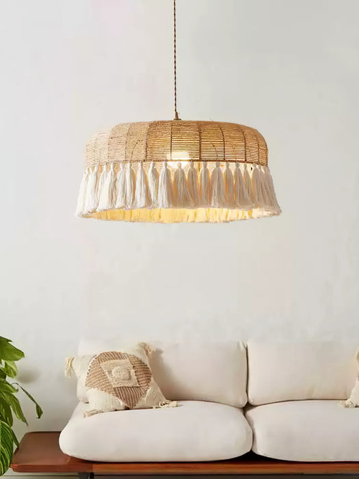 Handwoven Jute Pendant Light-DWHOME