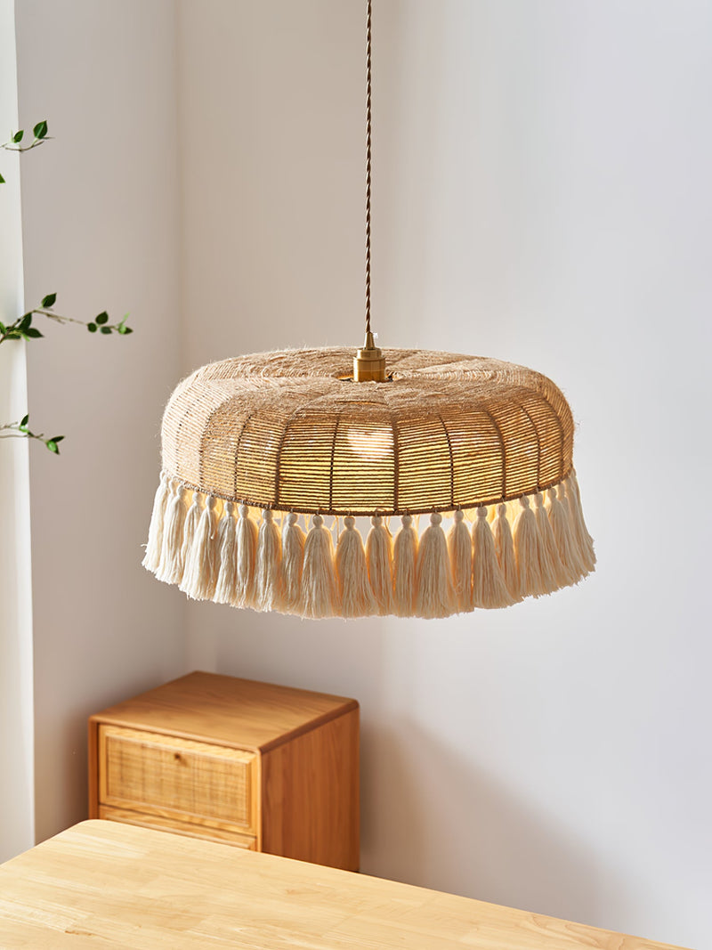 Handwoven Jute Pendant Light-DWHOME