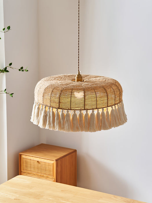Handwoven Jute Pendant Light-DWHOME