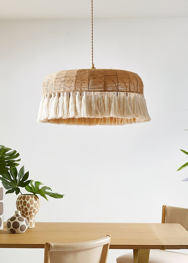 Handwoven Jute Pendant Light-DWHOME