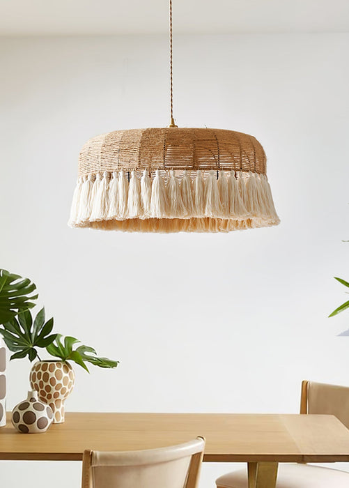 Handwoven Jute Pendant Light-DWHOME