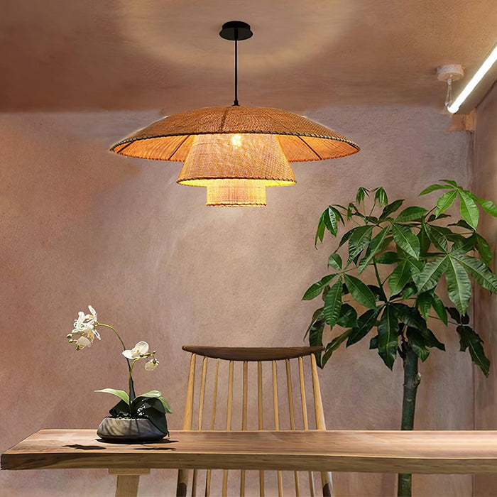 Hat Weave Rattan Pendant Lamp.