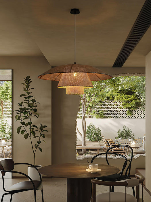 Hat Weave Rattan Pendant Lamp.