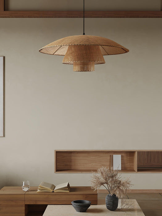 Hat Weave Rattan Pendant Lamp.