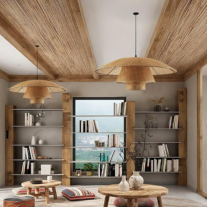Hat Weave Rattan Pendant Lamp-DWHOME
