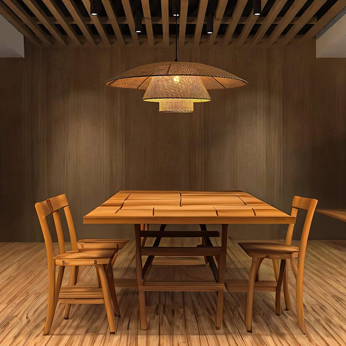 Hat Weave Rattan Pendant Lamp-DWHOME