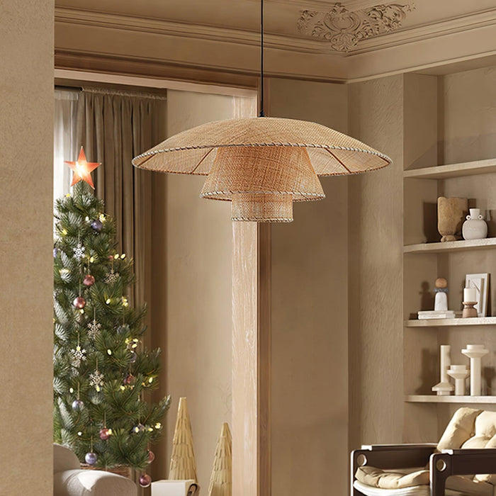 Hat Weave Rattan Pendant Lamp.