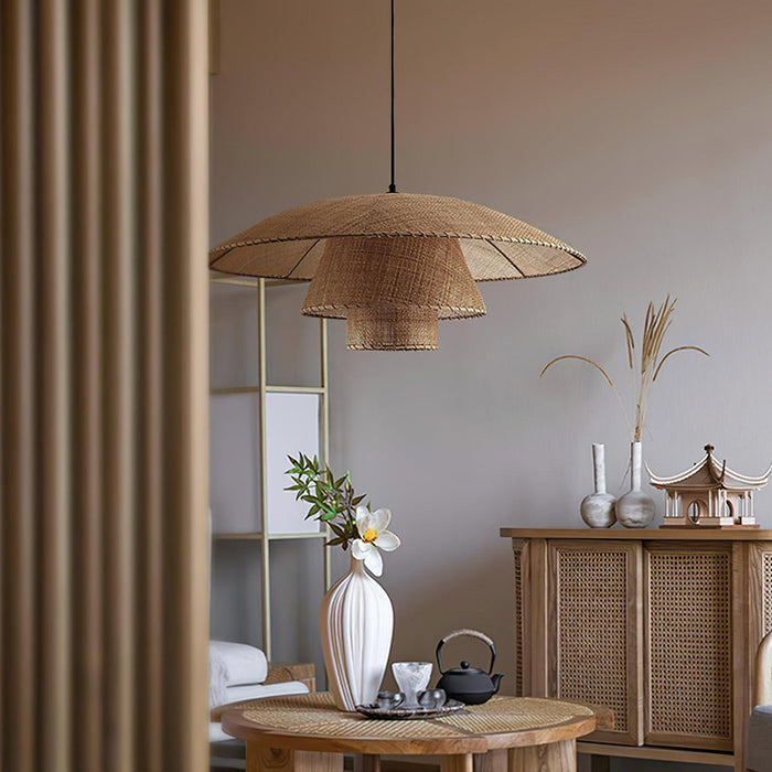 Hat Weave Rattan Pendant Lamp-DWHOME