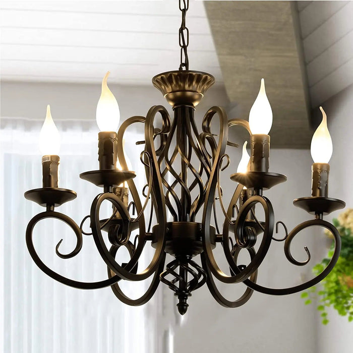 Hazel Black Rustic Outdoor Chandelier - Indoor Chandelier.