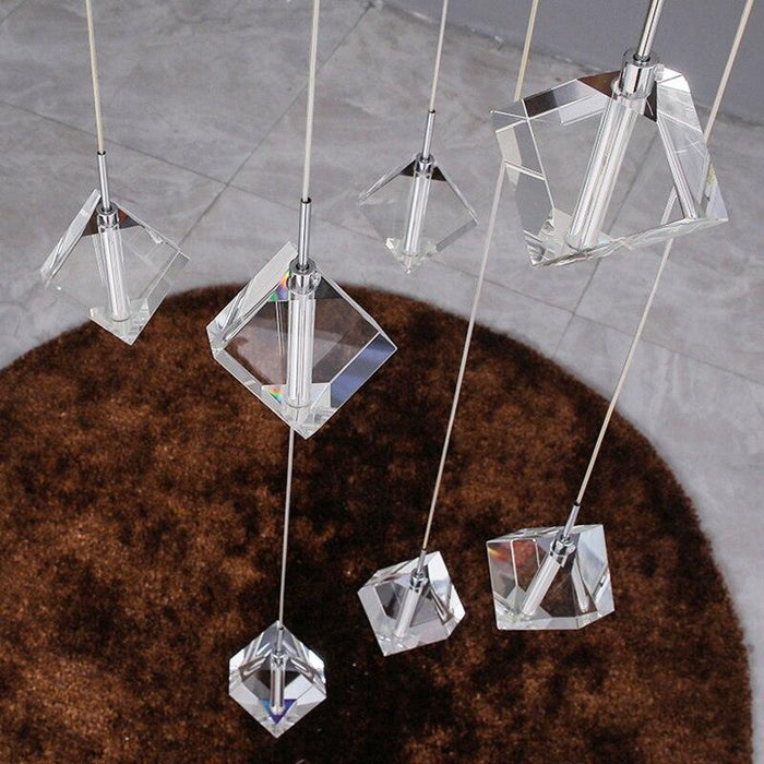 Modern Style Crystalline Cubes Chandelier.