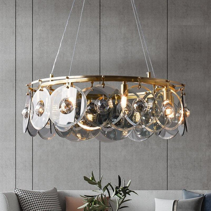 Modern Style Copper Shields Chandelier.