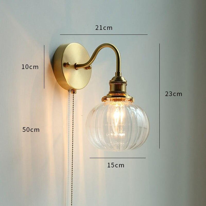 Nordic Style Glass Copper LED Wall Light.