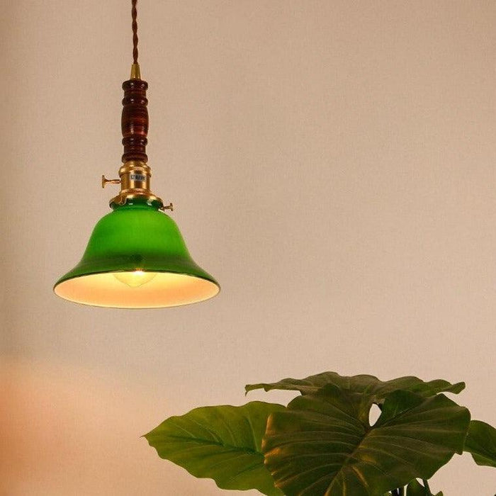 Vintage Style Green Glass Pendant Light.