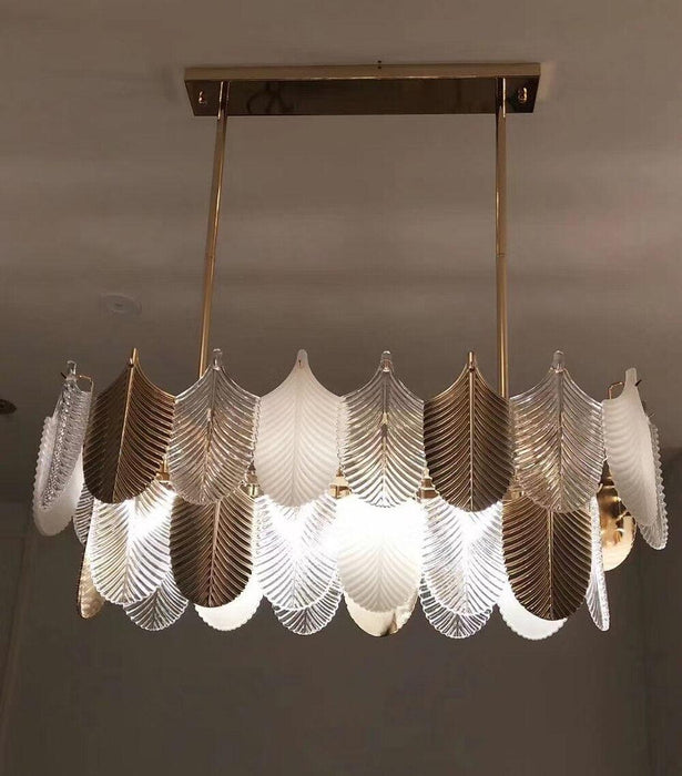 Postmodern Luxury Golden Feathers Chandelier.