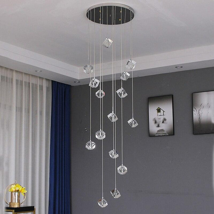 Modern Style Crystalline Cubes Chandelier.