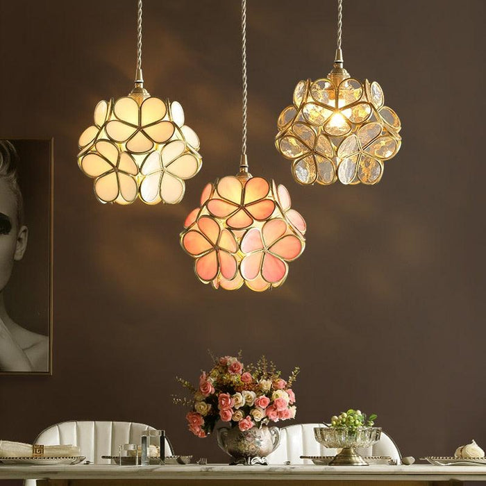 Vintage Glass Stone Flower Ceiling Light N READY - DWHOME