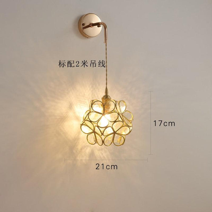 Vintage Glass Stone Flower Ceiling Light N READY - DWHOME