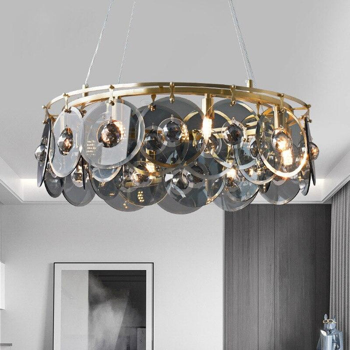 Modern Style Copper Shields Chandelier.