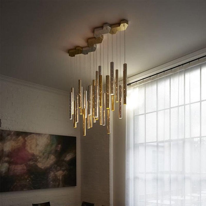 Modern Style Bars of Light Chandelier.