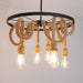 Hemp Rope Industrial Six Head Chandelier - DWHOME