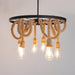 Hemp Rope Industrial Six Head Chandelier.