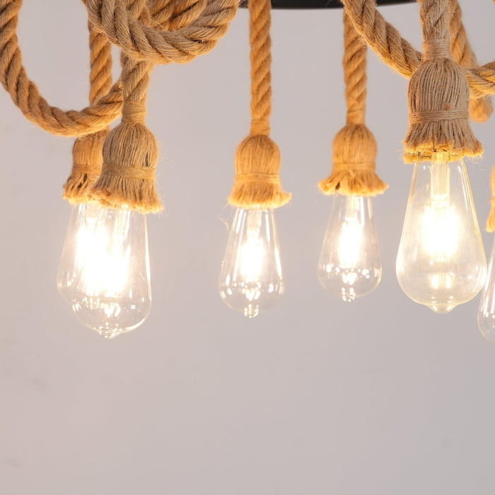 Hemp Rope Industrial Six Head Chandelier - DWHOME