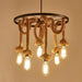 Hemp Rope Industrial Six Head Chandelier.