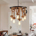 Hemp Rope Industrial Six Head Chandelier.