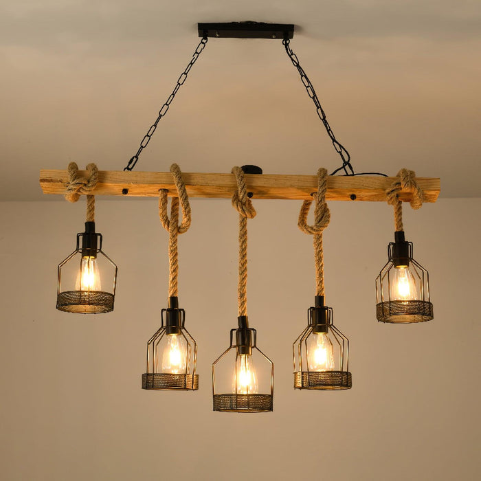 Hemp Rope Industrial Grenade Chandelier.