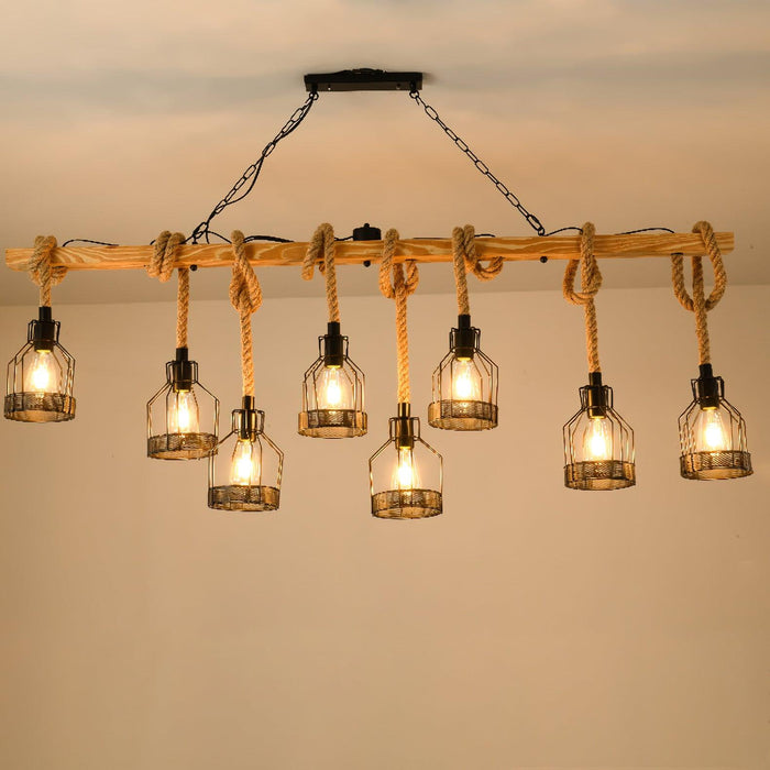 Hemp Rope Industrial Grenade Chandelier.