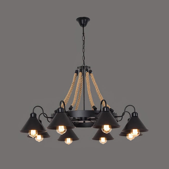 Hemp Rope Industrial Horn Chandelier - DWHOME