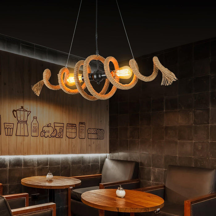 Hemp Rope Industrial Spiral Chandelier-DWHOME