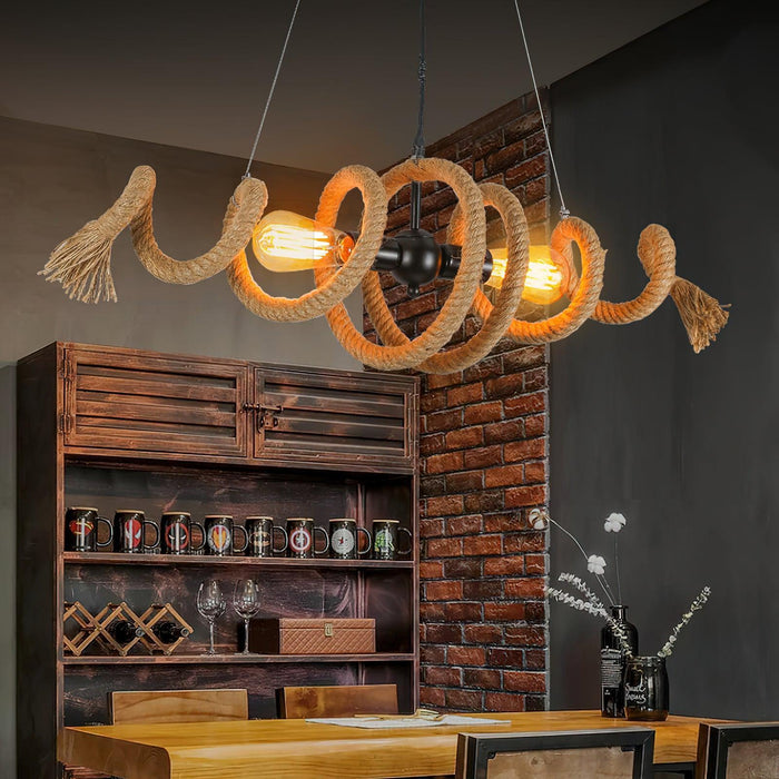 Hemp Rope Industrial Spiral Chandelier-DWHOME