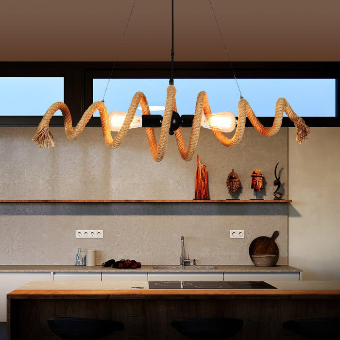 Hemp Rope Industrial Spiral Chandelier-DWHOME