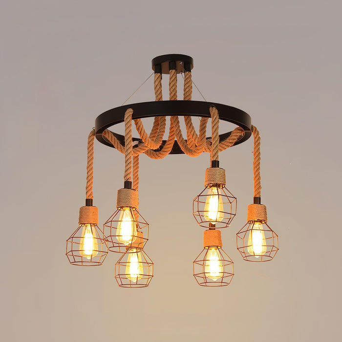 Hemp Rope Industrial Starfall Chandelier - DWHOME