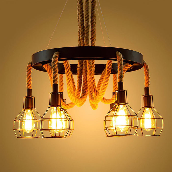 Hemp Rope Industrial Starfall Chandelier - DWHOME