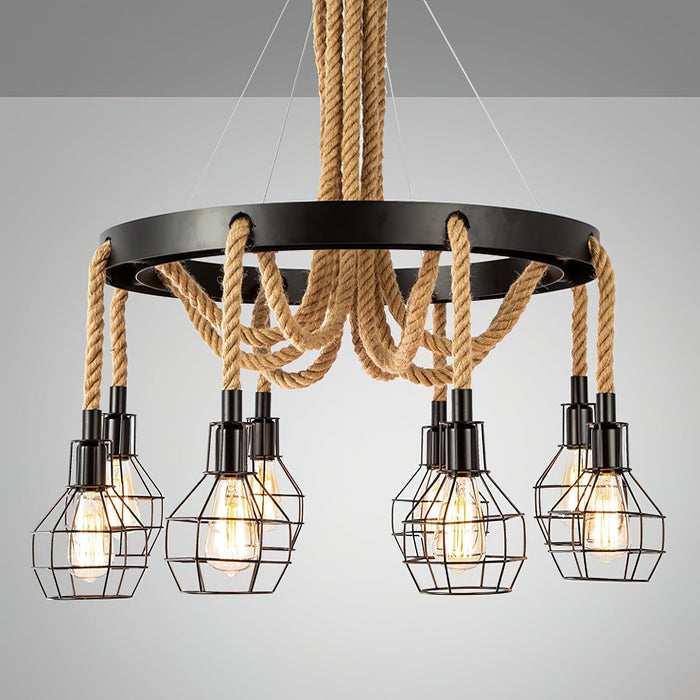 Hemp Rope Industrial Starfall Chandelier - DWHOME