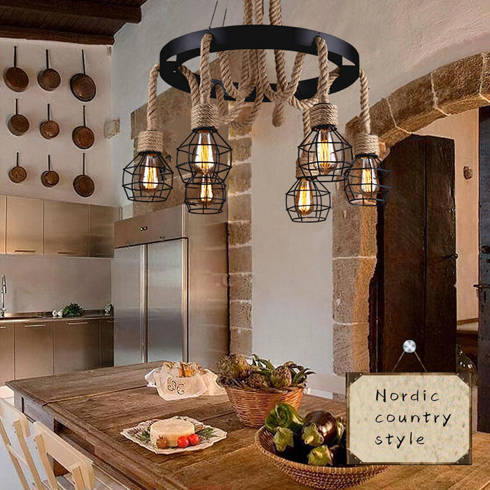 Hemp Rope Industrial Starfall Chandelier - DWHOME