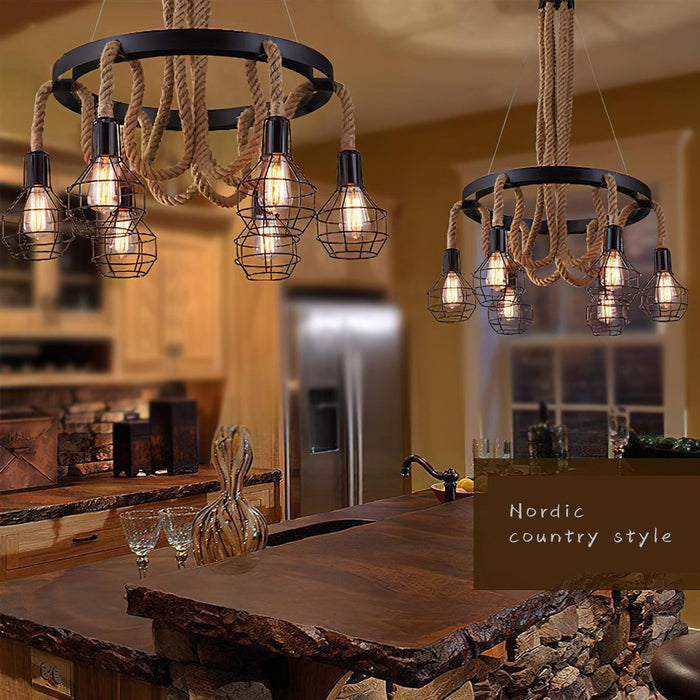 Hemp Rope Industrial Starfall Chandelier - DWHOME